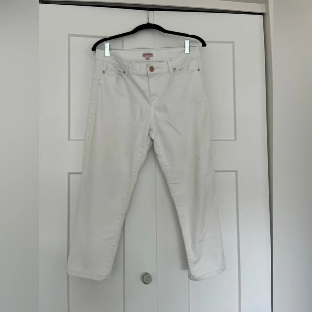 Juicy Couture Los Angeles Womens White Straight Jeans Size 10 Raw Hem